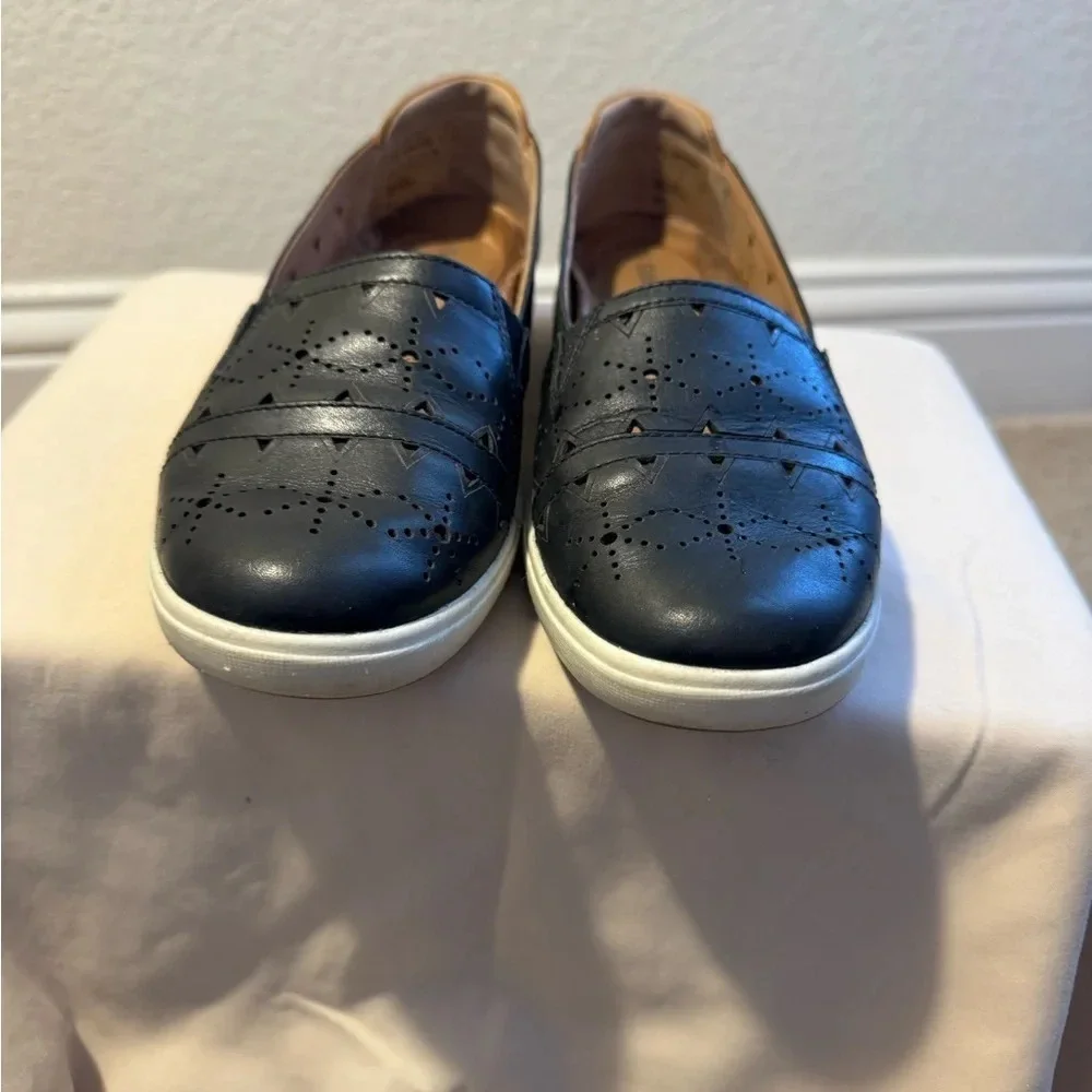Cobb Hill Womens Bailee Size 5.5 Shoes Black Leather Slip On Comfort Fla…